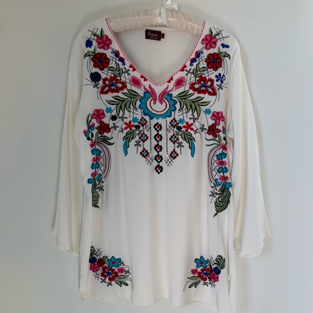 Avani Del Amour Gypsy Embroidery Boho Tunic Large